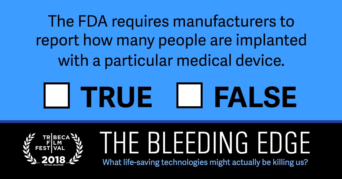 deviceproblems's tweet photo. The answer is FALSE. Learn more in this @nprfreshair interview w/ @JeanneLenzer1 https://t.co/iJRD1zqpdC, then check-out @BleedingEdgeDoc, which premieres at #Tribeca2018 from Kirby Dick &amp; @AmyZiering: https://t.co/WFDRjTYuNO