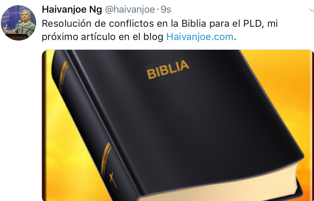 Próximo artículo del economista y político <a href="/Haivanjoe/">Haivanjoe Ng Cortiñas</a> Ng Cortiñas "Resolución de conflictos en la Biblia para el @DecisionPLD <a href="/PLDenlinea/">PLD</a>"