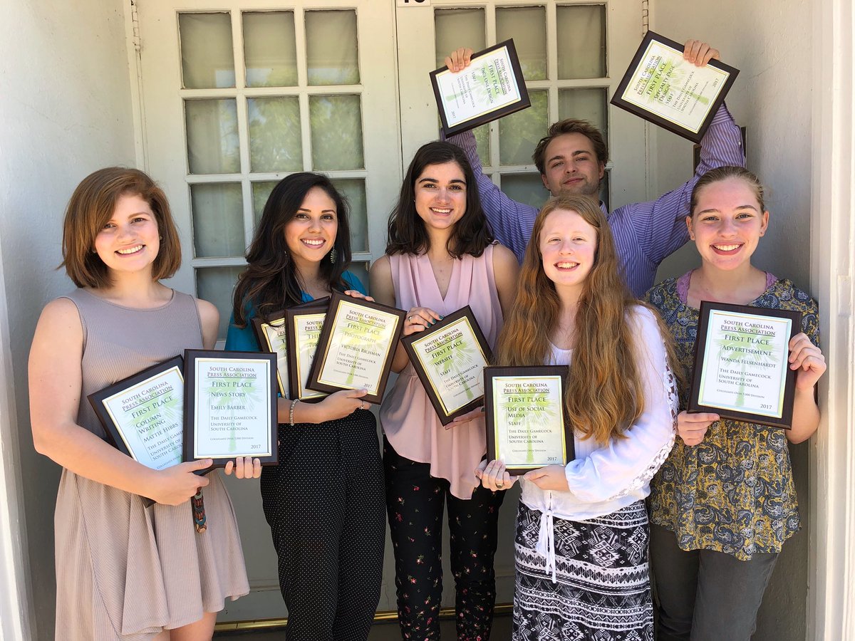 thegamecock's tweet photo. Congrats to our staffers who won awards today at The South Carolina Press Association Collegiate Awards! We appreciate everyone’s hard work! #dailygamecock #scpa #scpress #scpaawards https://t.co/H31Or84HAH