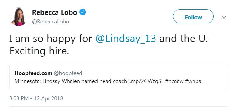 GopherWBB's tweet photo. With @Lindsay_13 in place as the new #Gophers coach, check out what has been said both locally and nationally about her hiring: https://t.co/EJ8OzAIS48 https://t.co/00QhR7WvY9