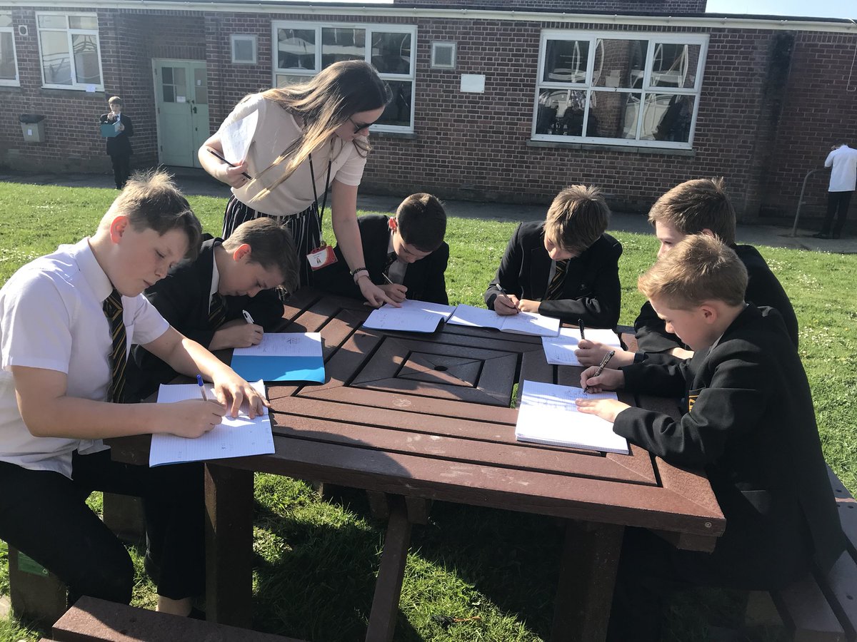 MissSMetters's tweet photo. When the sun is shining why not take your lesson outside?! Both Y7 groups were fantastic! ☀️ #teamteaching #mathsinthesun @MrsLenden https://t.co/CsqKsxuCY7