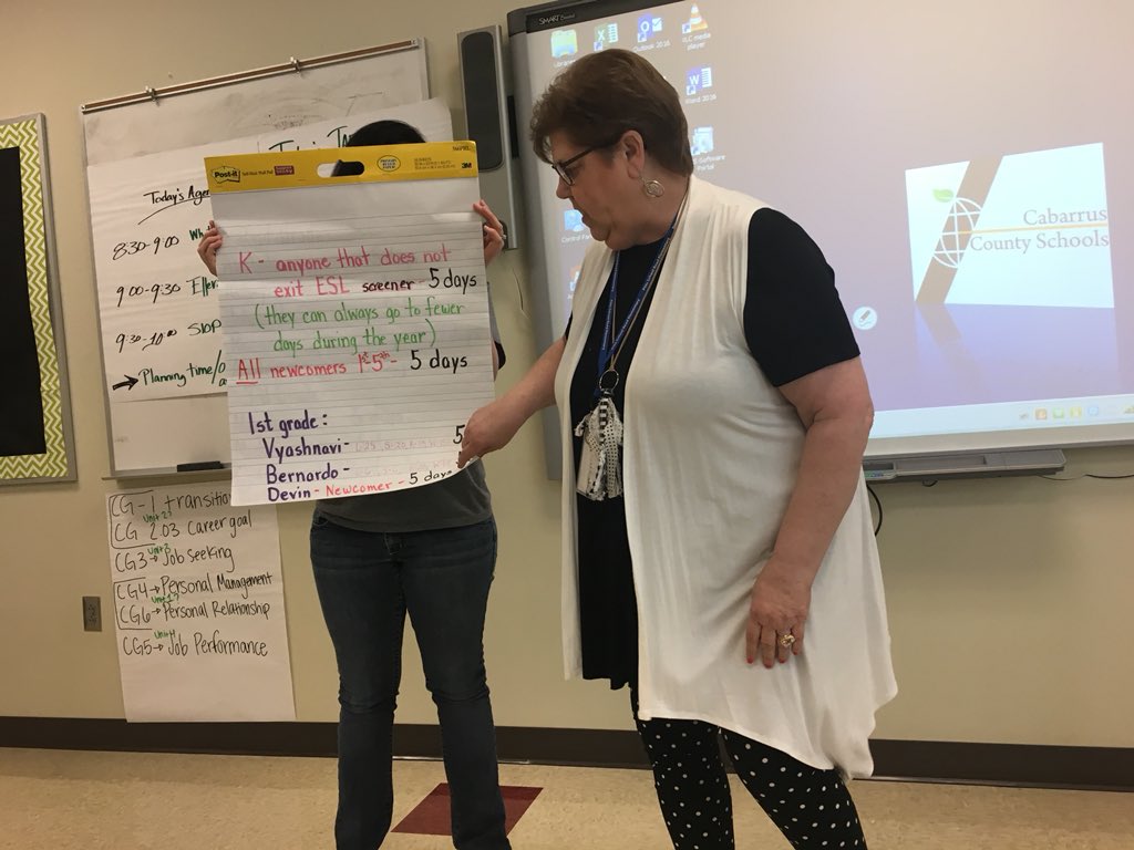 emilyfranESL's tweet photo. Mrs. Upright, #ESL teacher at Pitt School elementary, teaching us how she masters her schedule to serve her #ELLs 🙌🏼💕🌟 #TeachCabCo #ESLPLC https://t.co/MiyjW3VbAR