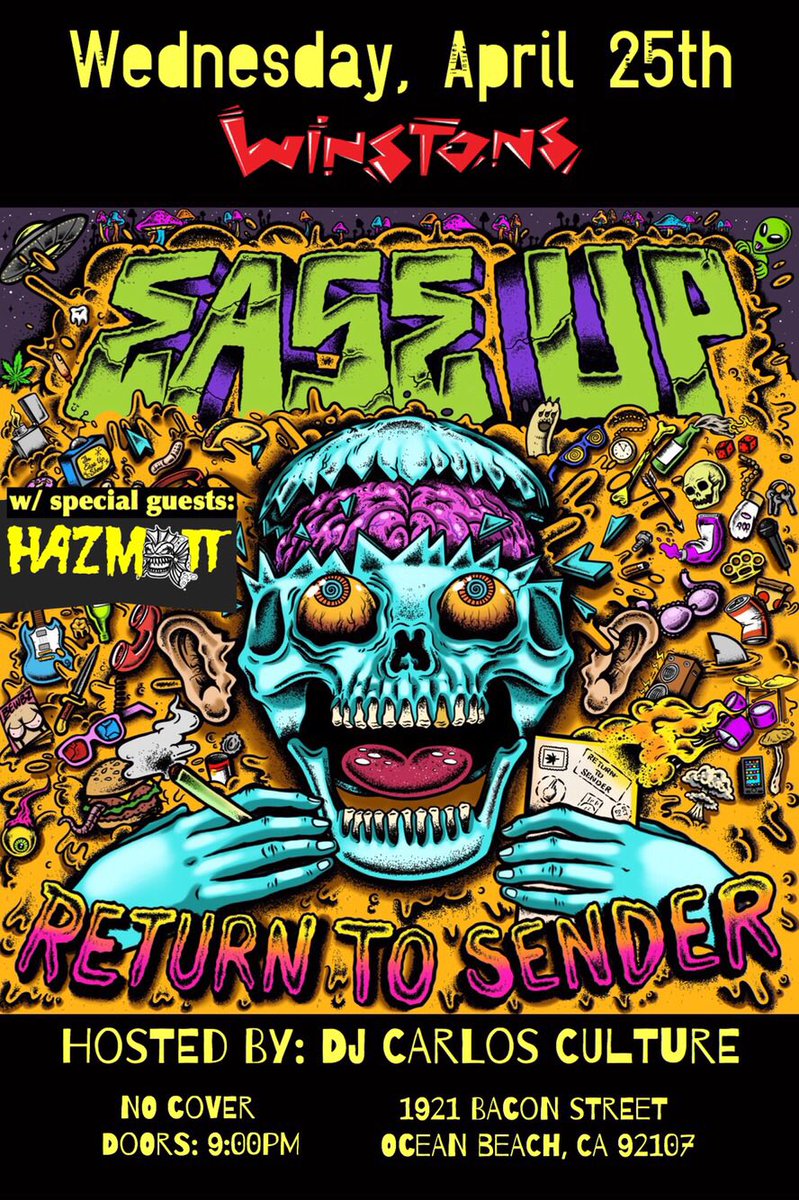 EaseUpMusic's tweet photo. We’ll be playing our new songs and more next Wednesday, April 25th @winstonsob with @hazmattmusic hosted by @djcarlosculture! No Cover! Doors 9:00pm | Show 9:30pm | #EaseUp #ReturnToSenderEP #NewMusic #MNOrecords #Hazmatt #DJCarlosCulture #WinstonsOB #OceanBeach #SanDiego https://t.co/8qxuOzHrpm