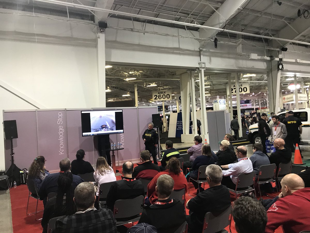 OPCVC's tweet photo. Sgt Scott Parker @OPP_HSD speaking to the crowd @truckshow2018 about the very serious issue of wheel separations #wheelseparation #checkyournuts #roadsafety #CMVSafety https://t.co/SaXwwBNgHb