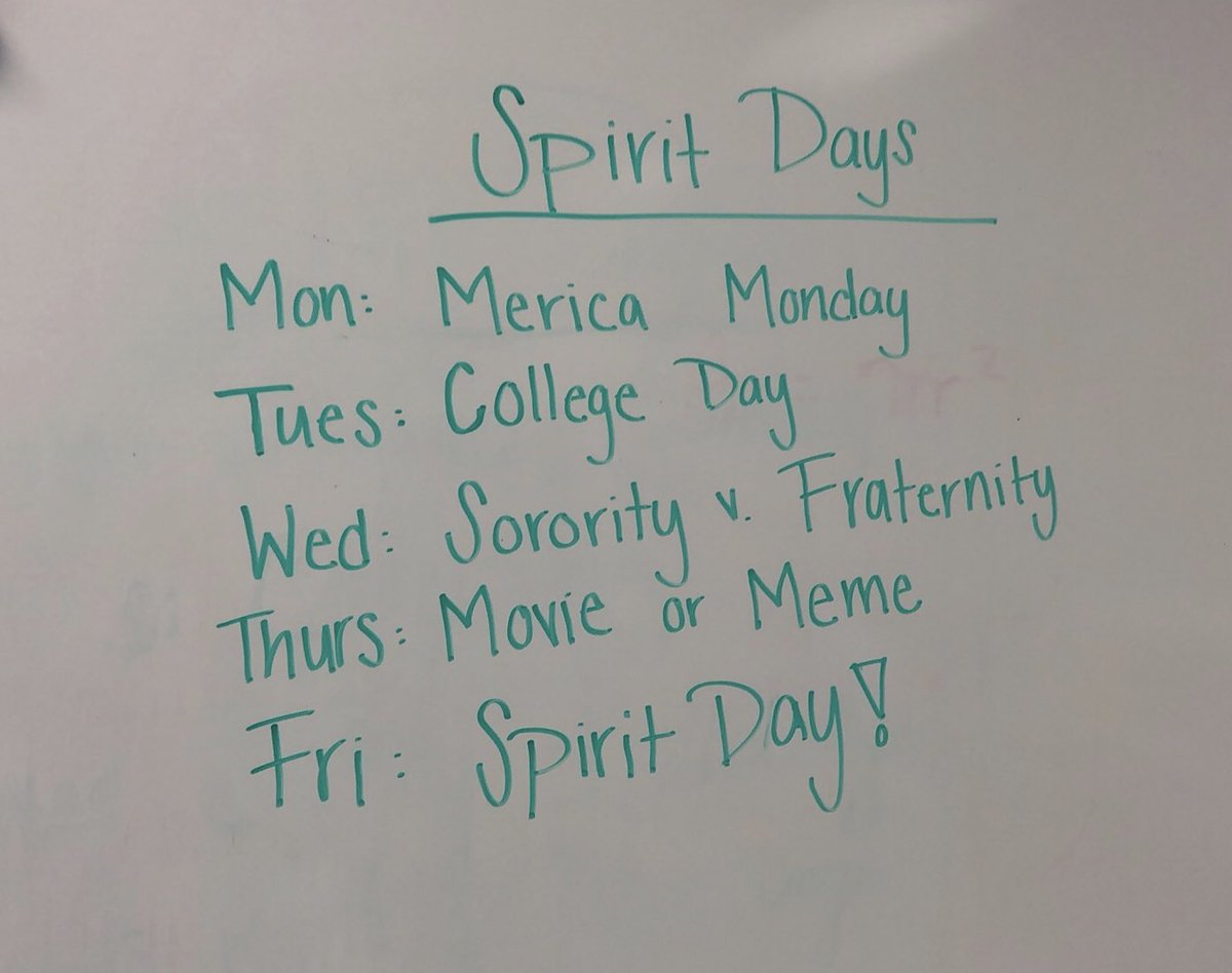 Spirit Days for Prom Week!!