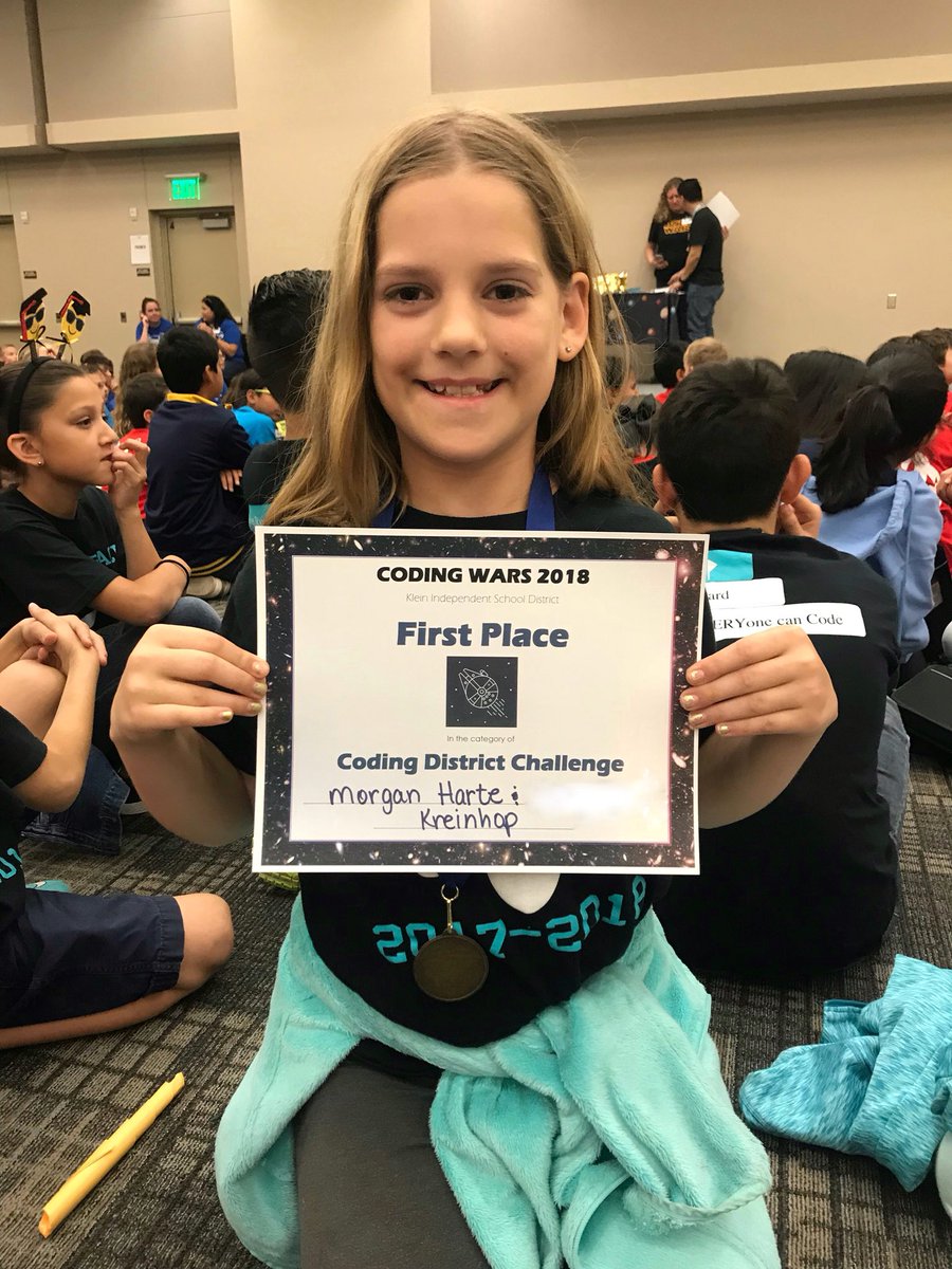KreinhopCoding's tweet image. Not one, but TWO first place winners! Way to go Carley and Morgan! #WolfpackCode #KleinCodes #CodeWars #KhopP2P