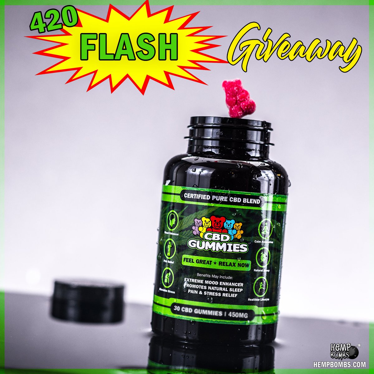 💥420 FLASH GIVEAWAY! 💥 

We’re giving away ONE bottle of our 30 count gummies to ONE lucky person. All you need to do is describe Hemp Bombs with an adjective to win! +Contest ends TODAY @ 4:30 p.m. EST! 👇

U.S. participants only, 18+. 

✅ #HempBombs | ✅ #HempBombsLove