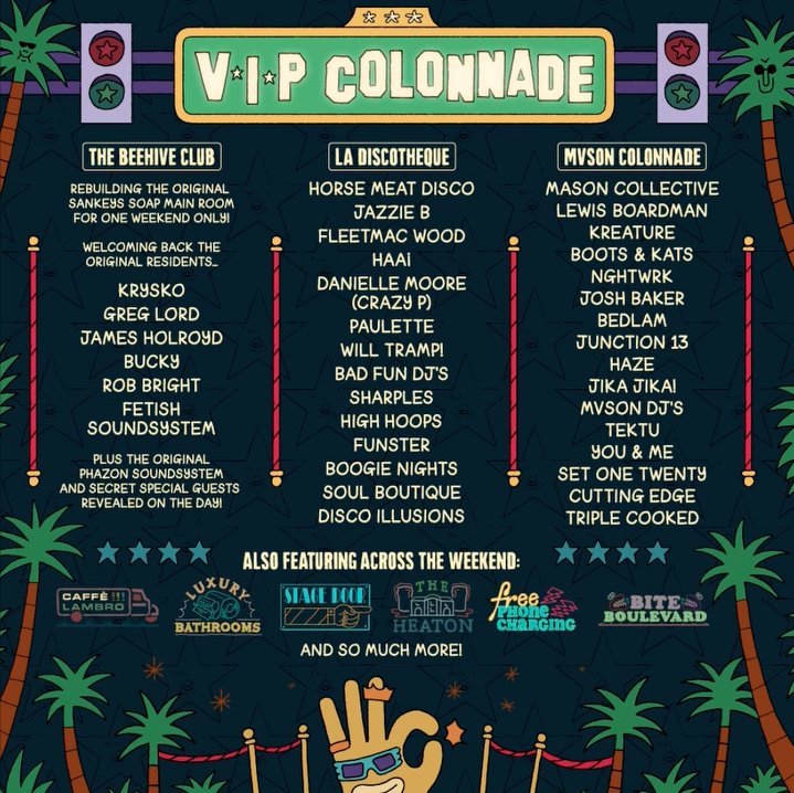 Parklifefest's tweet photo. The brand new VIP Colonnade has three exclusive stages including a rebuild of Sankeys, La Discotheque and a MVSON takeover.

Upgrades available from just £20 per day. https://t.co/Ou0SS4Rk1x