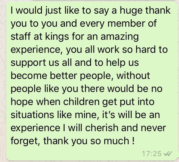 cobskings's tweet photo. A lovely message from one of our Yr 10 pupils who left us today to go to mainstream school @COBSPRU @SteveHowell30 https://t.co/unLeXEqNOW