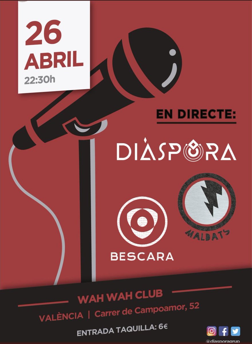 MaldatsGrup's tweet photo. Ja queda menys! Vos esperem el pròxim dijous a la @wahwah_valencia amb la familia de @diasporagrup i @Bescaragrup. Tenim moltes ganes de mostrar-vos la nova formació en acció! #MaldatsEstàEnLaCasa https://t.co/wZfmcshP83