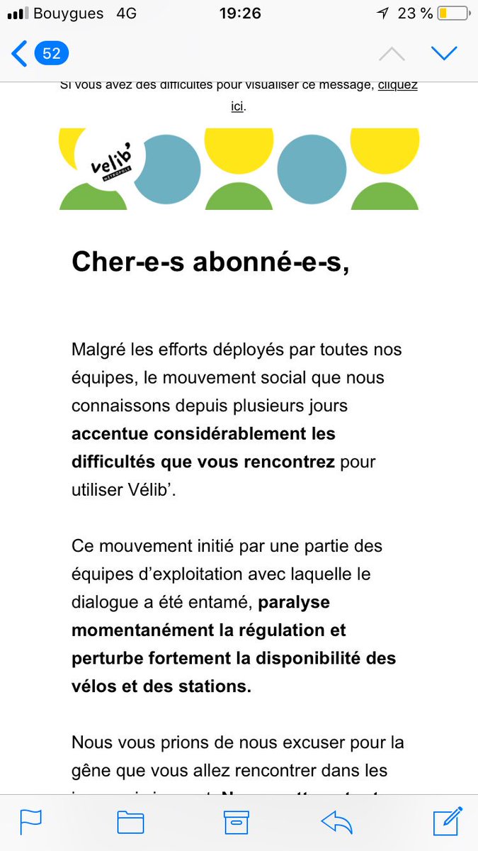 phbesan's tweet photo. Le nouveau velib ne va vraiment pas fort. Même lorsqu’ils écrivent « cher abonné », ils yoyotent !! #velib https://t.co/NUxplrOmuT