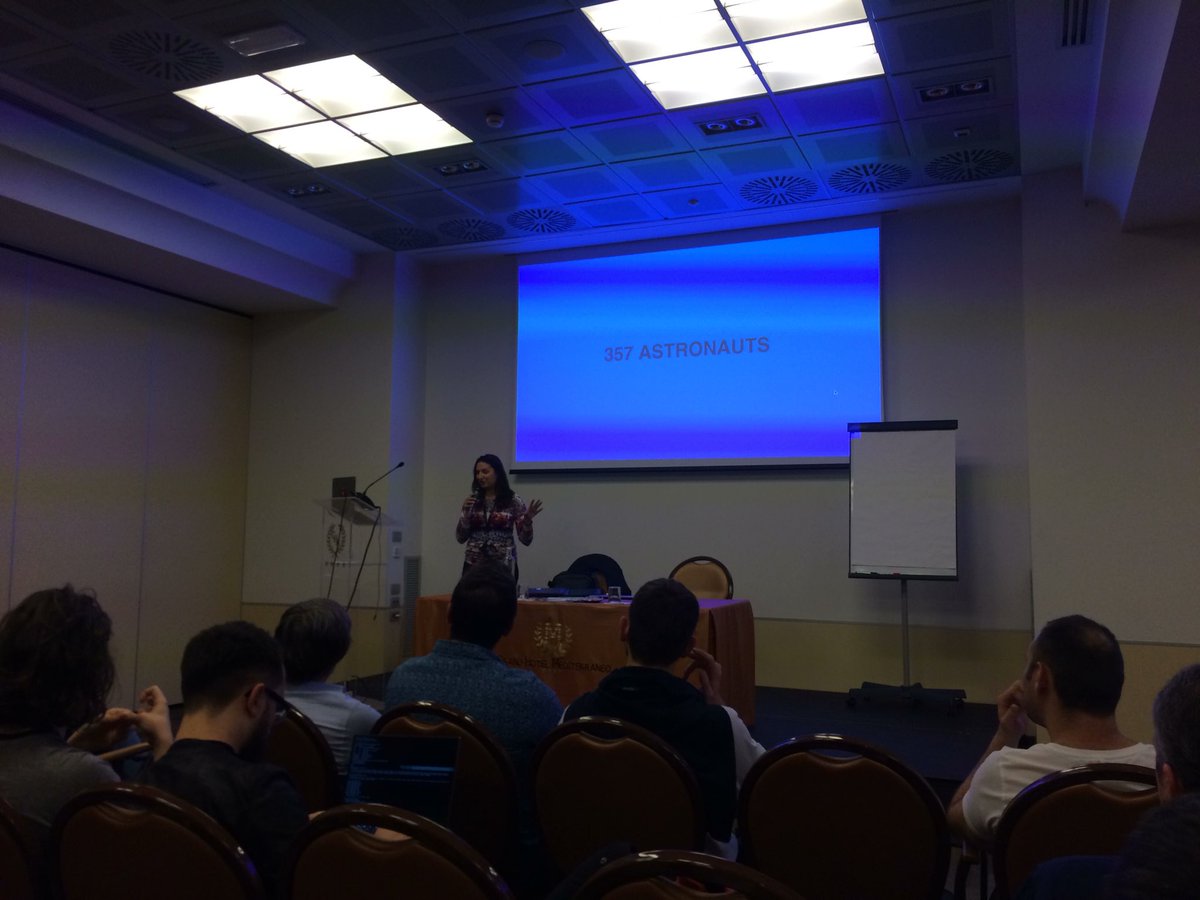 DataBeersVCE's tweet photo. Now @astrastefania on stage! #dbitaly blue light like the space she’s talking about! https://t.co/0zuvXYv5PZ