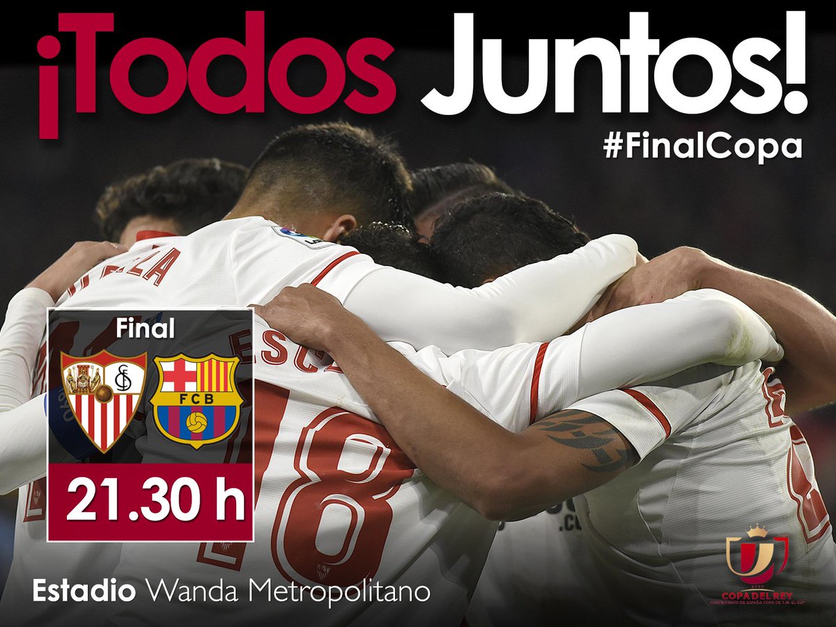 SevillaFC's tweet photo. ¡¡¡A levantarse, sevillistas!!! Día para sentirnos ORGULLOSOS, día para desafiar a lo imposible... No somos favoritos, no lo necesitamos… Somos el #SevillaFC y la gloria siempre nos espera. ¡¡¡A por la Copa!!! 
💪💪

#FinalCopa #TodosJuntosAOtraFinal #SomosAndaluces https://t.co/RsVI0ZrR8a