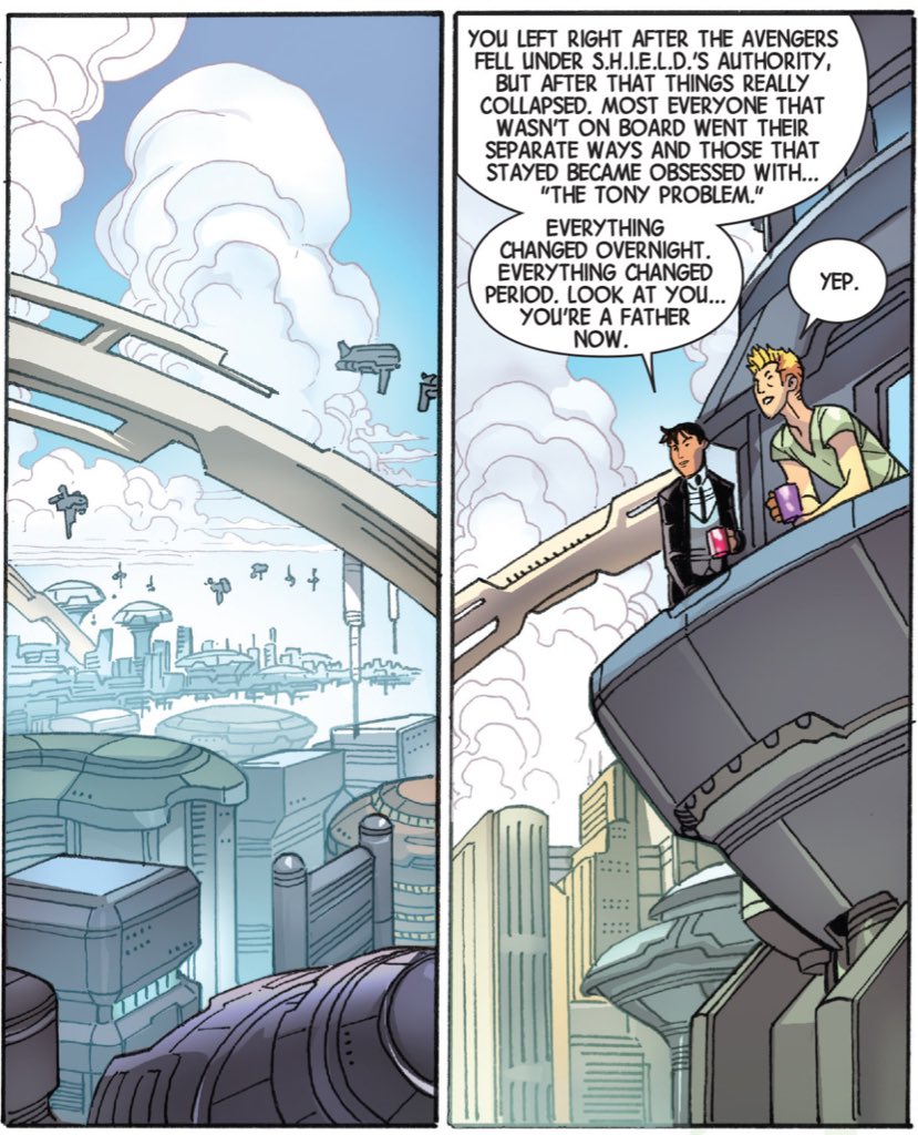 The eight month time jump into "Time Runs Out" is another pragmatic narrative choice.It allows Hickman to effectively take complete control of every facet of the Marvel Universe that he needs, without disrupting the flow of other writers on other books.(Avengers #35.)