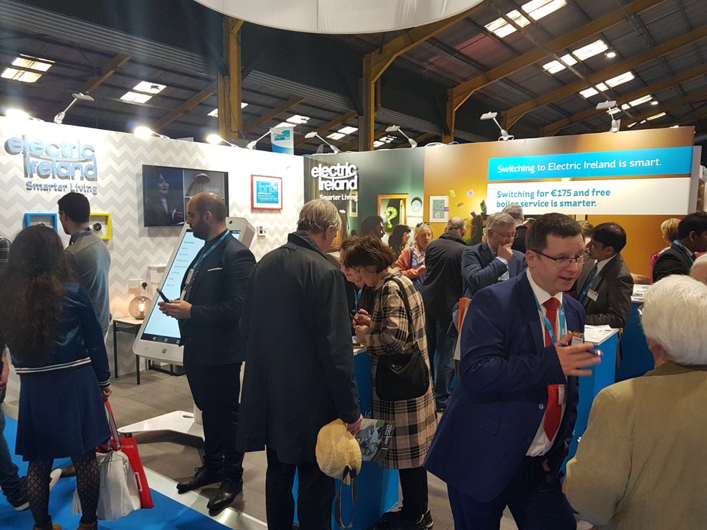 FMIHeadOffice's tweet photo. Busy already on day 1 @TheRDS #idealhomeshow - Drop by the @ElectricIreland for exclusive show offers &amp; prizes! Save money! Here Sat &amp; Sun 10am-5pm. 
#Electricvibes #FridayFeeling #Weekend #PeoplePower https://t.co/cMuAzMS17p