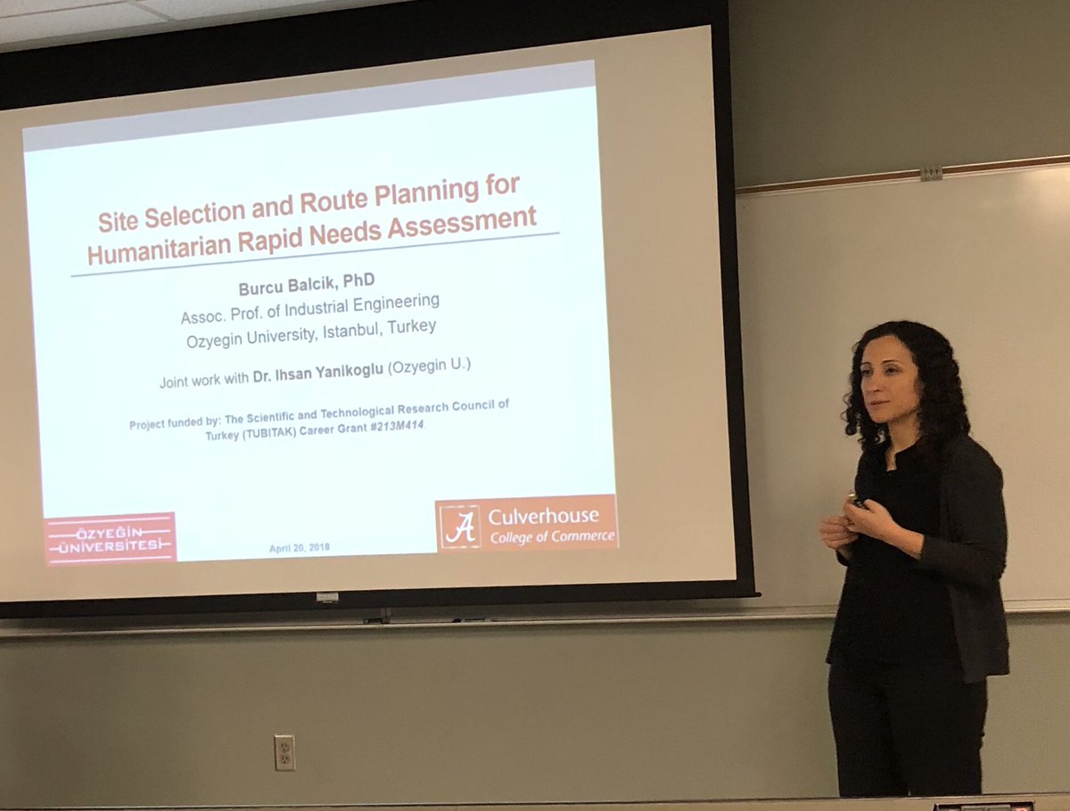 Dr. Burcu Balcik (my former advisor from <a href="/ozyeginuni/">Özyeğin Üniversitesi</a> <a href="/OzyeginIE/">OzU IE</a> ) presented her work in humanitarian relief logistics to OM department of @culverhouse. 2 yil sonra gorusmek guzeldi, tekrar gorusmek uzere ☺️