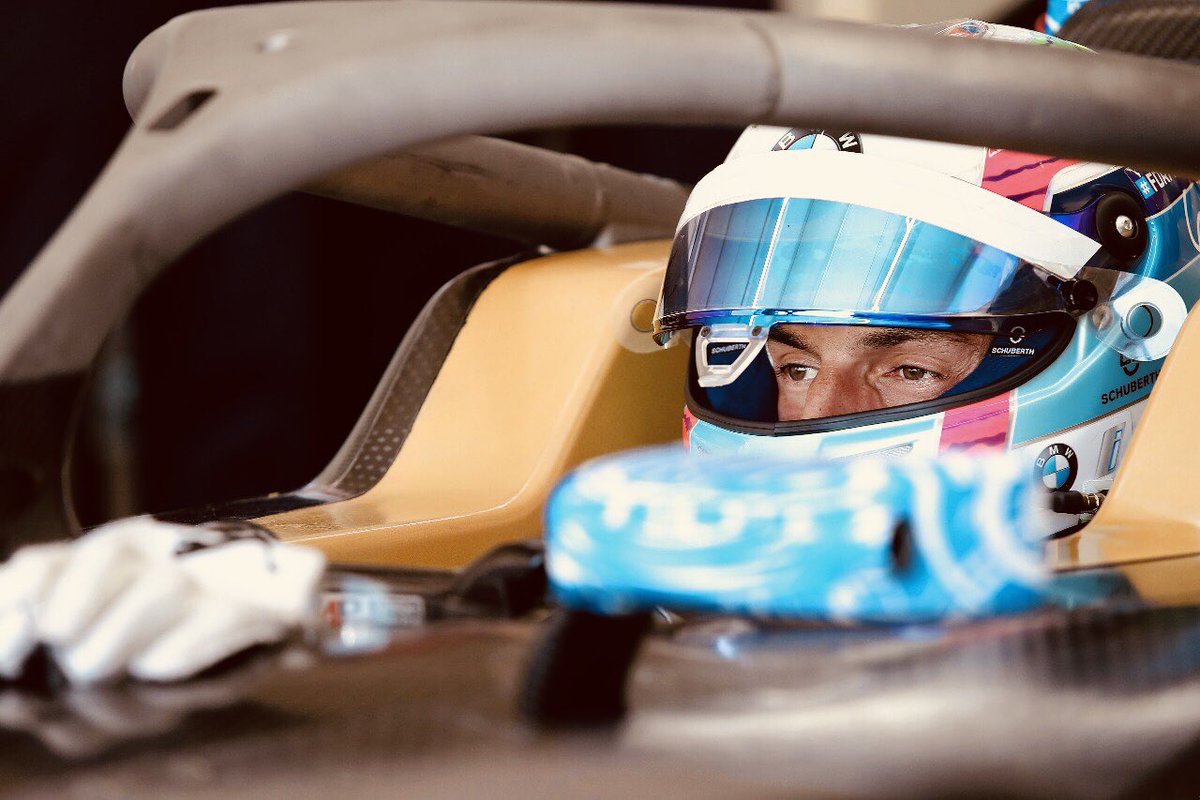 BrunoSpengler's tweet photo. The 1st @BMW iFE.18 test is in the books and it’s very special for me to drive this @FIAFormulaE car the 1st time, it hits the race track! Great work this week with the @BMWMotorsport team! 💯⚡️🚀 https://t.co/32e1EDcMqH
