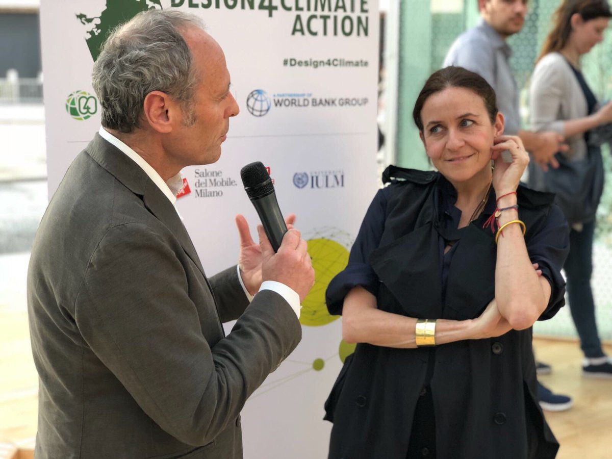 Connect4Climate's tweet photo. 🙋🏻‍♀️”Hi Designers: being sustainable is cool, sexy and glamorous!”

“What I'm trying to do is to create emotions and let people be aware that materials are sustainable.”

@gentuccabini @AlcantaraSpa 
#Design4Climate #MilanDesignWeek https://t.co/p59MrqYc5h