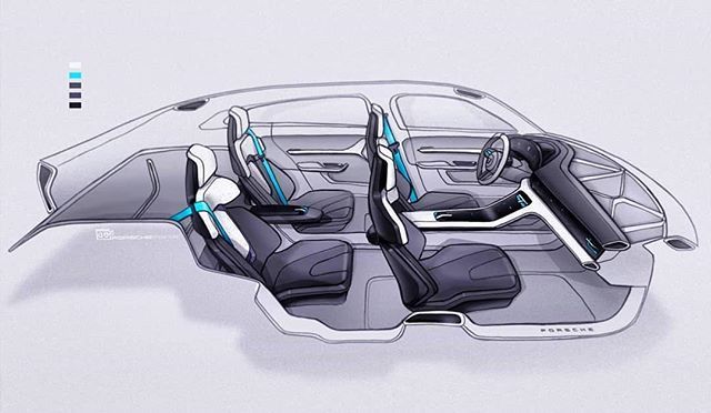 Drawing Of The Exclusive Interior Design Of The Car With The Elaboration Of  All The Elements Of The Modern Passenger Compartment Of The Vehicle  Illustration Is Made By Hand Using Watercolors Paper