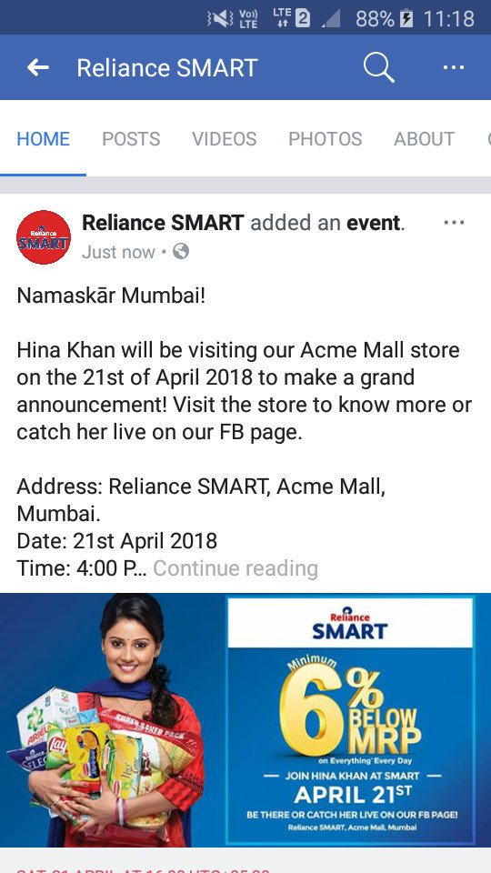 HeenaHk199's tweet image. Guys don't miss it tomorrow my princess @eyehinakhan di live 
#RelianceSMART 
#FacebookPage 4Pm 
SMART SHOPPING WITH HINAKHAN 💃💃💃wow 
super- duper excited for your #Surprise princess #lovelovelove @JJROCKXX