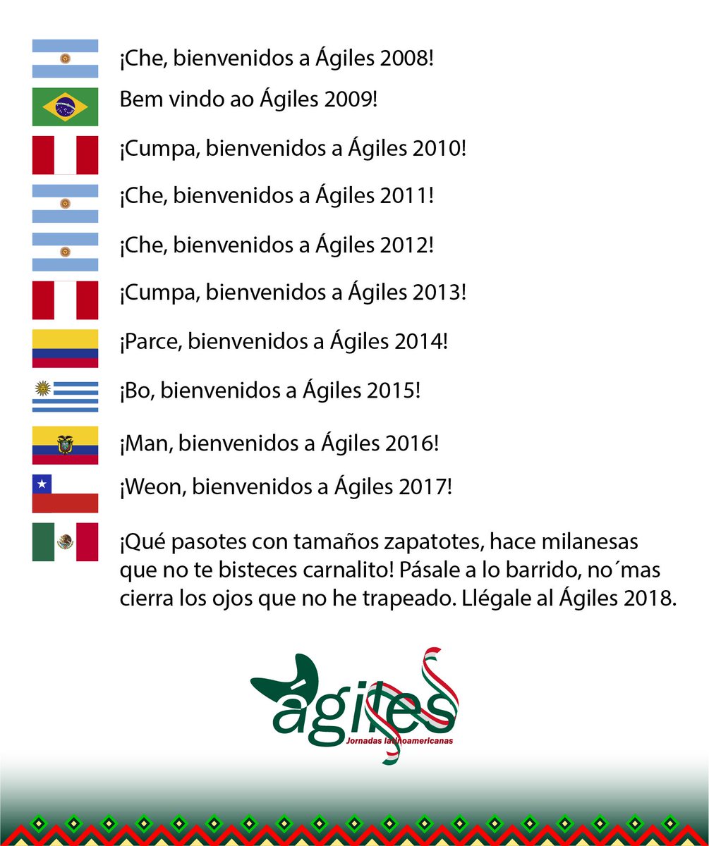 agilesla's tweet photo. ¡Así recibiremos a toda Latinoamérica en #Agiles2018! :) https://t.co/3P5B1JZrET