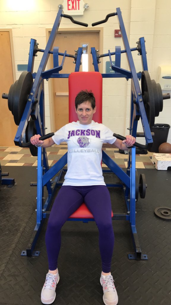 MU_Volleyball's tweet photo. Eli was attempting to beat Coach Hockman’s 145 lbs chest press. It couldn’t be done. #coachcrushedit #workhardthissummer #muvb https://t.co/CWXWxogWty
