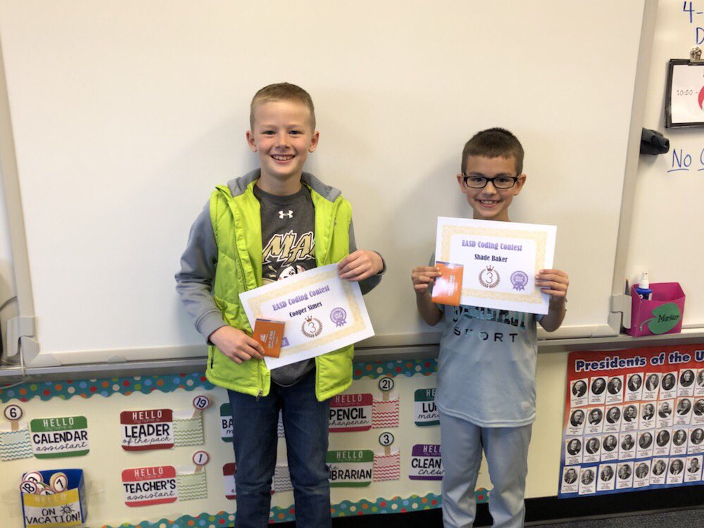 Congrats to these #easdcodecon 3rd place winners! 💻<a href="/GoMounts/">Ephrata Area SD</a> <a href="/Mr_Esbenshade/">Highland Elementary</a>