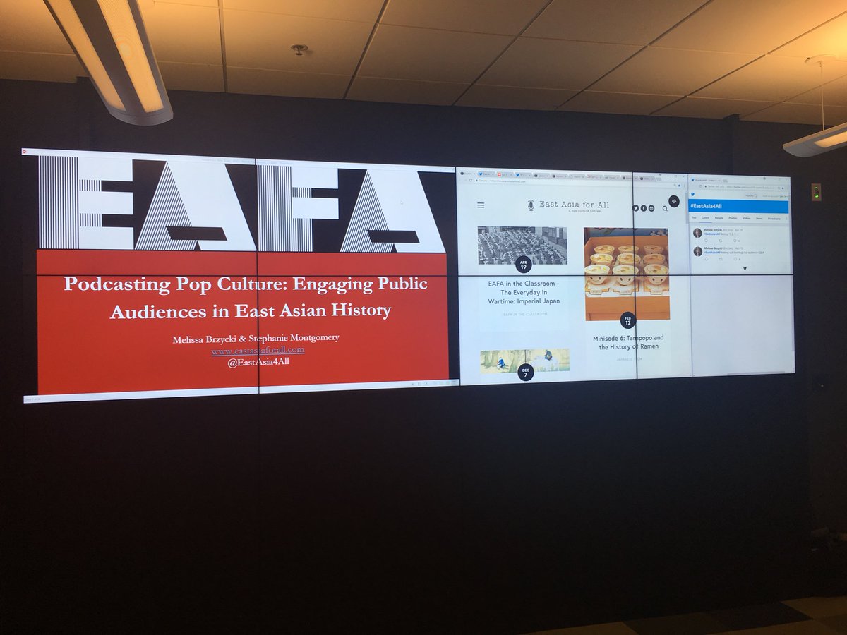 Starting now! “Podcasting Pop Culture” w Melissa Brzycki &amp; Stephanie Montgomery. Join us for a conversation abt public history &amp; podcasting or follow from afar at #EastAsia4All