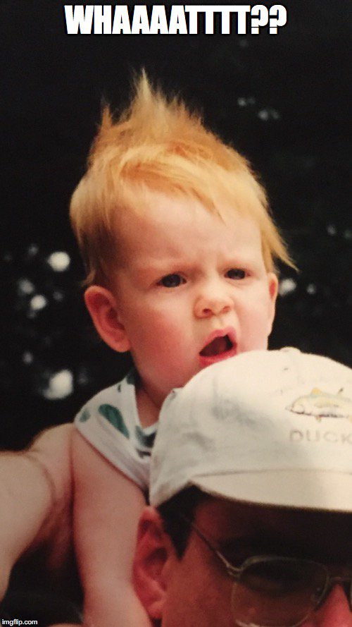 eafinto's tweet photo. @ds106dc #tdc2293 #ds106 I memed a baby picture of myself. I don't know what I was doing in this picture except sitting on my dad's shoulders. I've been waiting for the perfect moment to share this picture. Please enjoy! I think I look like a minion asking "Whaattt?" https://t.co/pG2edlB6w9