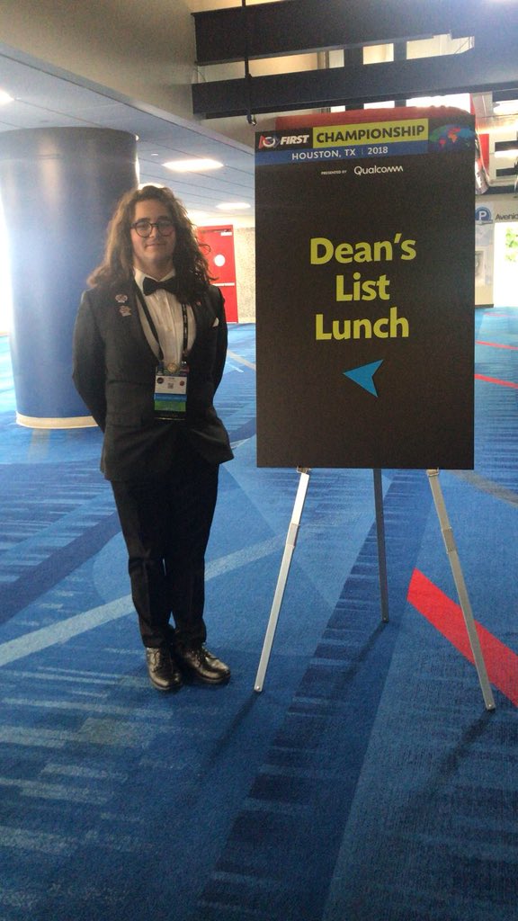 AdroitAndroids's tweet photo. Here’s our Dean’s List Finalist Berk going to his Finalist Lunch. Best of luck to him!#hopperdivision2018 #omgrobots #morethanrobots #FIRSTLikeAGirl #firstinspires #playforreal #sportsforthemind #firstpowerup #firstpowerup2018 #firstroboticscompetition #frc2018 #firstchampionship https://t.co/5t5ZAEaaaX