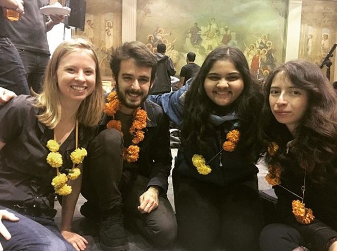 MITSloanAdcom's tweet photo. MBAn students are enjoying the South Asian C-f(x) with marigold garlands! In a month from now, these students are going to be working in Boston, New York, Atlanta & Munich! #MITANALYTICS (Shared by https://t.co/veow1dAUJ6 Instagram) https://t.co/ih4FsY4RDu