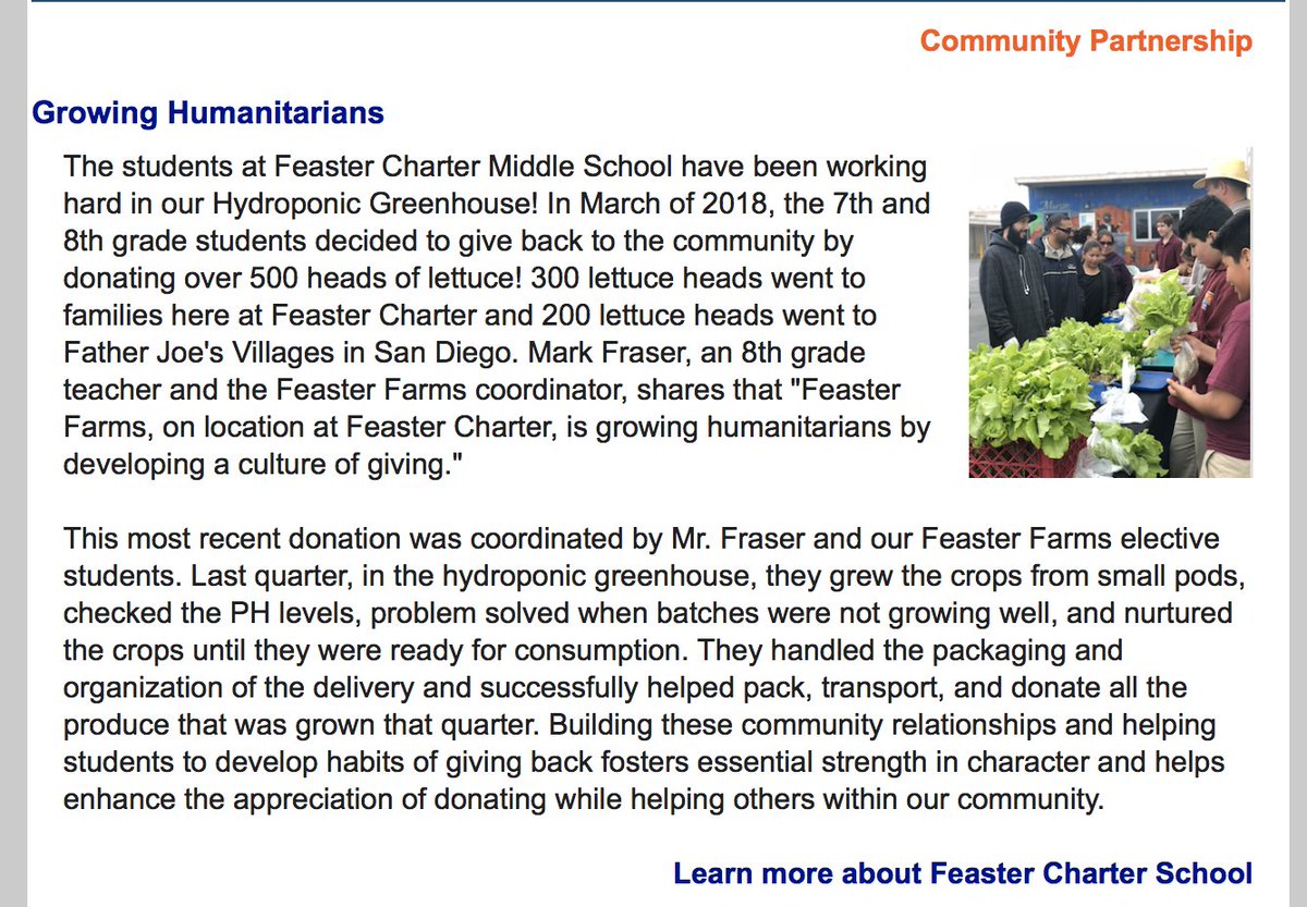 FeasterCharter's tweet photo. Check out our article about the #FeasterMiddleSchool #FeasterFarms Hydroponic Greenhouse donation to @FatherJoes in the #P21Communicator from @P21Learning! "Growing Humanitarians at Feaster Charter" - Mark Fraser #P21exemplars https://t.co/ZHLgsyq0GT #FeasterLearns @CVESDNews https://t.co/z7MMSB9UXn