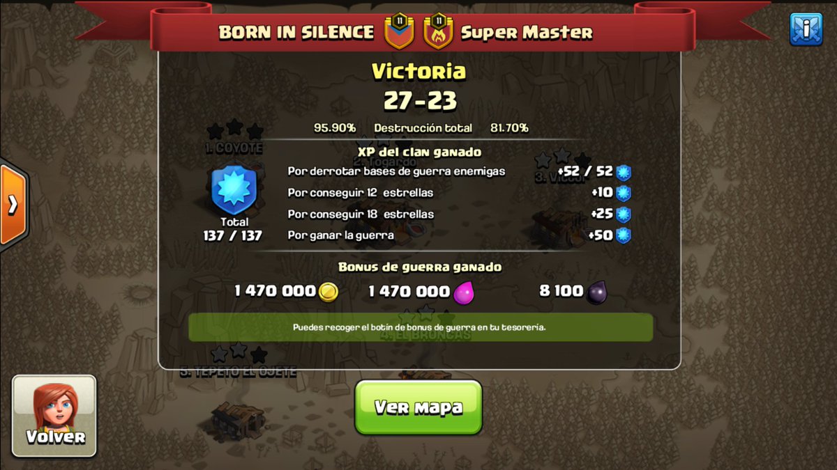 BornCOC's tweet photo. Y seguimos con la racha de victorias. Gracias a todos los componentes de este maravilloso clan. Sois muy grandes 💪🏻💪🏻 https://t.co/aXQl7dZ7CN