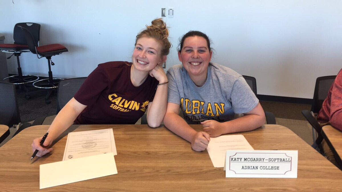 softball_athens's tweet photo. It’s signing day!!! Congrats to @mack_mcgarry and @laniellinger00 as they go on to Adrian and Calvin to continue their softball careers! https://t.co/BOCzoqAhpl