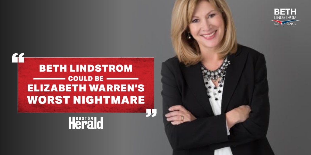 BethLindstrom's tweet photo. Our campaign is generating new enthusiasm and momentum, as more and more people recognize I am @SenWarren's worst nightmare. Read why here: https://t.co/mlN0qh13Xr #masen #mapoli https://t.co/OO4xTn07gL