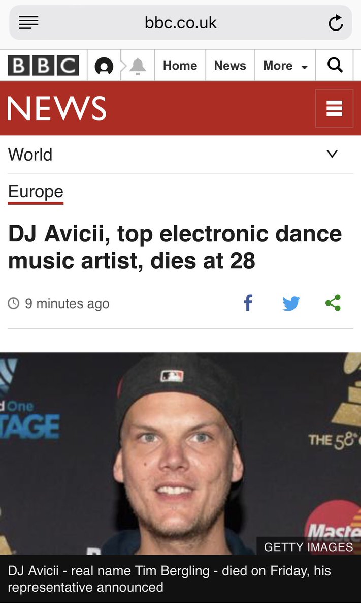CrushitOfficial's tweet photo. RIP @Avicii . Huge loss of a very talented artist. You and your music will always be remembered. https://t.co/z2JPJsrrs3