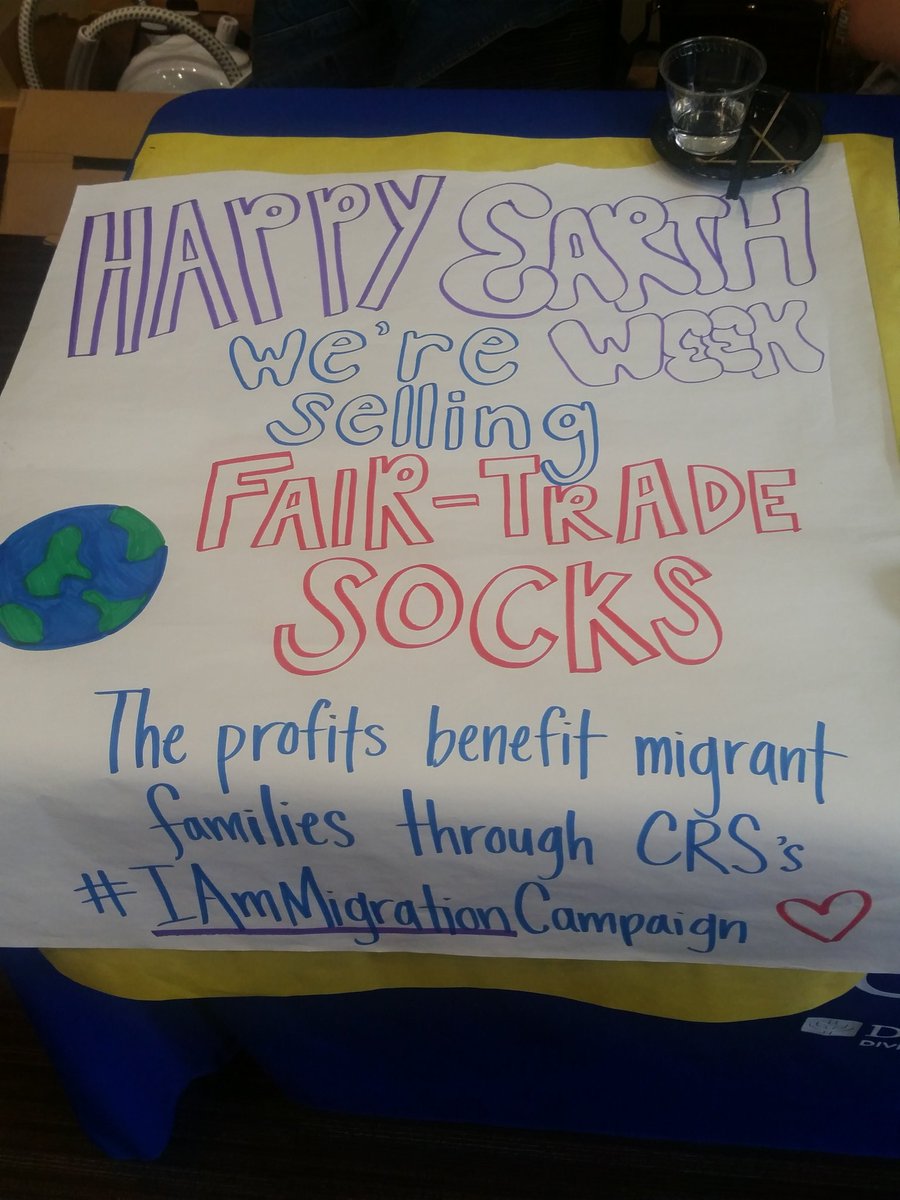 BethMKnobbe's tweet photo. Promoting the dignity of all people through ethical fashion, @CRSUniversity student ambassadors @CCM_DePaul sell fair trade #ShareJourney socks from @MaggiesOrganics #IamMigration https://t.co/LkgDRuCgkZ