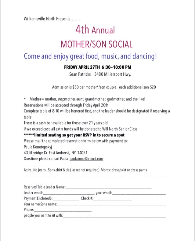 WNHS_2018's tweet photo. Attention North guys! Remember to sign up for mom prom by this weekend! It’s a great time! https://t.co/wwLer85sOg