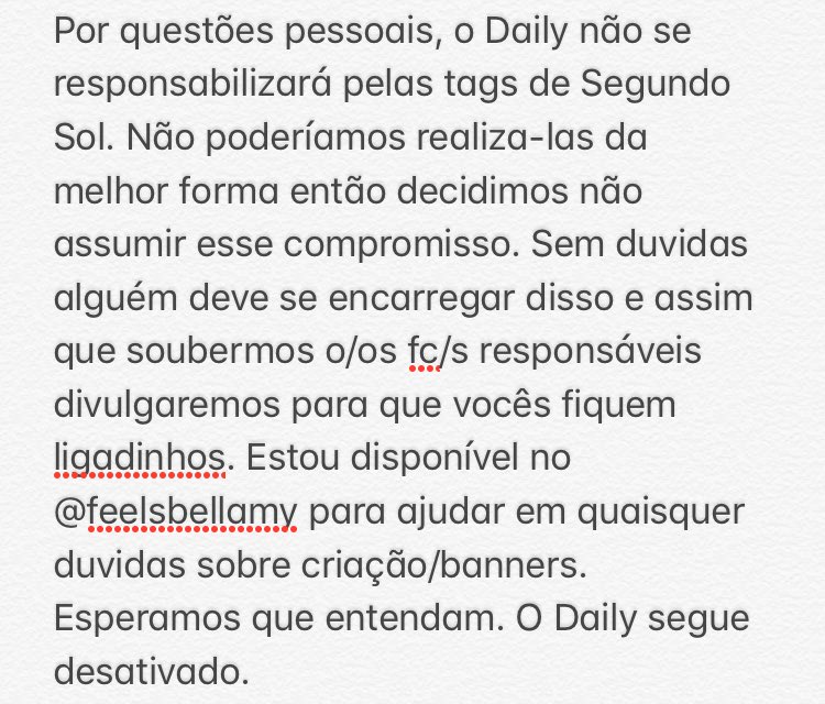 dailyantonell's tweet photo. Como prometido, nosso comunicado sobre as tags de Segundo Sol: https://t.co/ferX4HHfD5