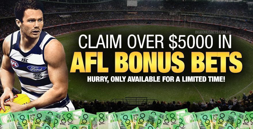 🏉 💰 AFL OFFER 💰 🏉  

Get OVER $5,000 💰 in BONUS BETS for Round 5 of the AFL season at bigbonusbets.com.au 

#AFLSaintsGiants
#AFLBluesEagles
#AFLPortCats
#AFLFreoDogs