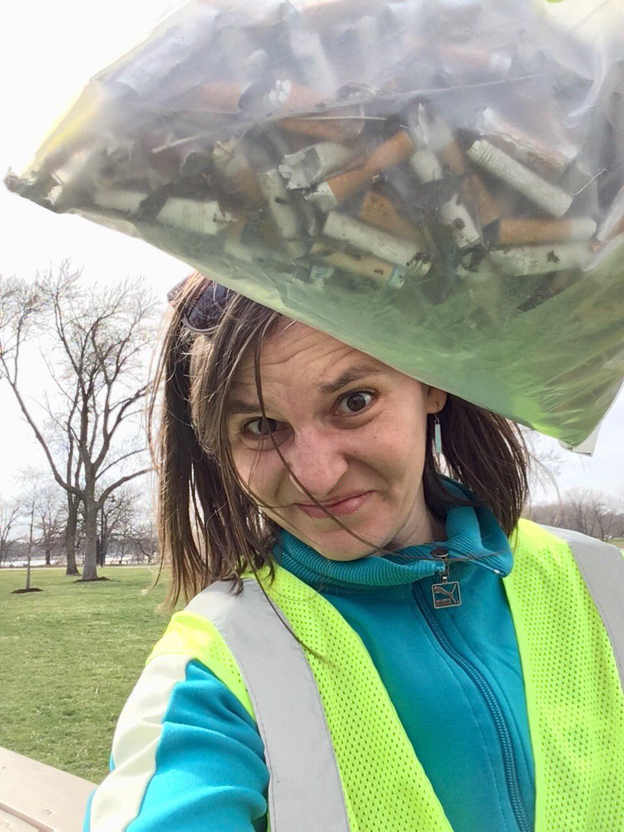 midwestfooded's tweet photo. And another. Seriously, gross. Throw away your trash, people! Cigarette butts are litter too! #trashbash2018 @DesMoinesParks #selfie https://t.co/GzNdLiTsT0