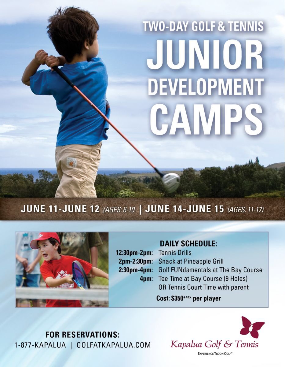 Check out our 2018 Summer Junior Development Camps! For more information and to register visit the link below or call 808-662-7740!  golfatkapalua.com/junior_golf/ ⛳️🎾🏌🏽‍♂️ #GrowTheGame #Kapalua