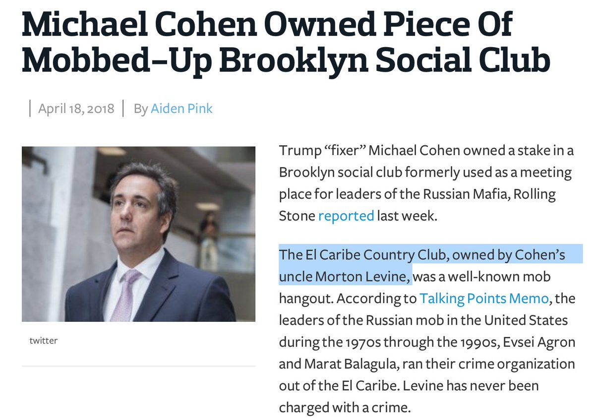 5. And the super tricky Agron ran his ops out of Michael Cohen's family catering biz, the El Caribe Club.Surprise!
