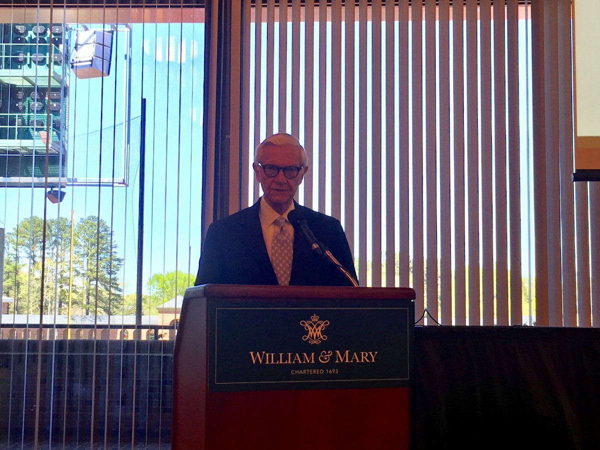 InternationalWM's tweet photo. We were thrilled to have @WM President Taylor Reveley join us today for our Inaugural Whole of Government Conference on #NatlSecurity! #wmcoe18 #academiameetspolicy https://t.co/iwufXsWUEn