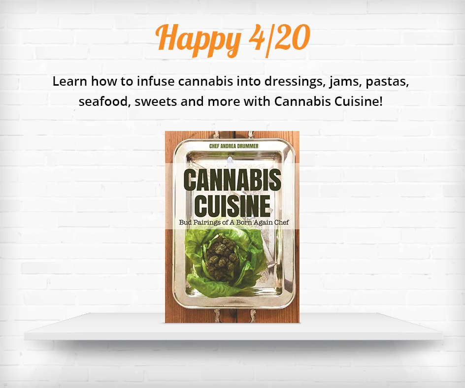 MangoPublishing's tweet photo. In the occasion of 4:20, we want to celebrate our author Andrea Drummer (@FOOD_ELEVATED) and her cannabis cookbook #cannabiscuisine! #Happy420 #4twenty #cookwithcannabis #CannabisCommunity #cannabisculture #420day https://t.co/1cpn0Dq6E0