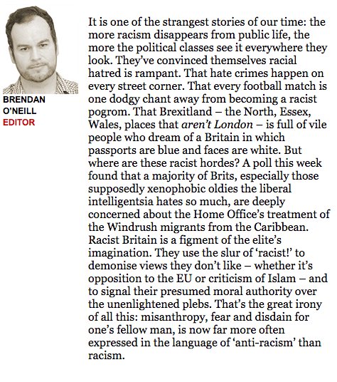 spikedonline's tweet photo. Brendan O’Neill on how the slur of ‘racist’ is used to shut down discussion https://t.co/IMeKdz6l6k