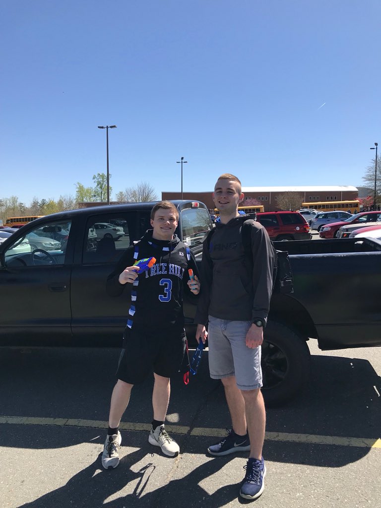 SeniorStokes's tweet photo. Riley Smith might be in the JROTC, but Cockerham pulled out the big guns! Is that jersey number foreshadowing Hunter’s kill number? Only time will tell. #2ndkill #ballin 🔫🏀 https://t.co/eIx7Vbk6IF