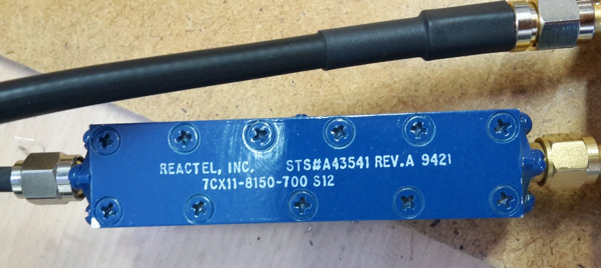 _ph4as_'s tweet photo. Bandconverter works sorta! Tested with a #Reactel 8150MHz filter on my #Advantest R3361A with TG. 7GHz LO from 3.5GHz with #ADF4351 and doubler. So 1.15GHz == 8.15GHZ Lower part of spectrum not so good as LTC5549 is >500MHz. Conversion loss seems too high (20dB) unfortunately https://t.co/QrOWc6kWLh