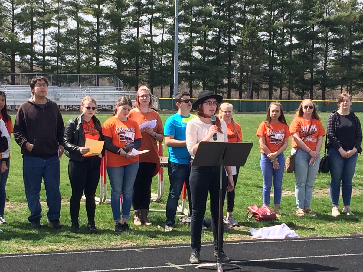 MrsStewartELA's tweet photo. “This is not about taking away guns. This is not about political parties. This is about school and public safety.”
Beyond proud of MHS students who rallied for change today to prevent gun violence in schools. #mac185 #mhscares https://t.co/56XouxM7Ma