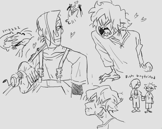 I drew some fisherman x fishboy stuff for me and @miqoboy ~~ last night, ended up likin it a lot 